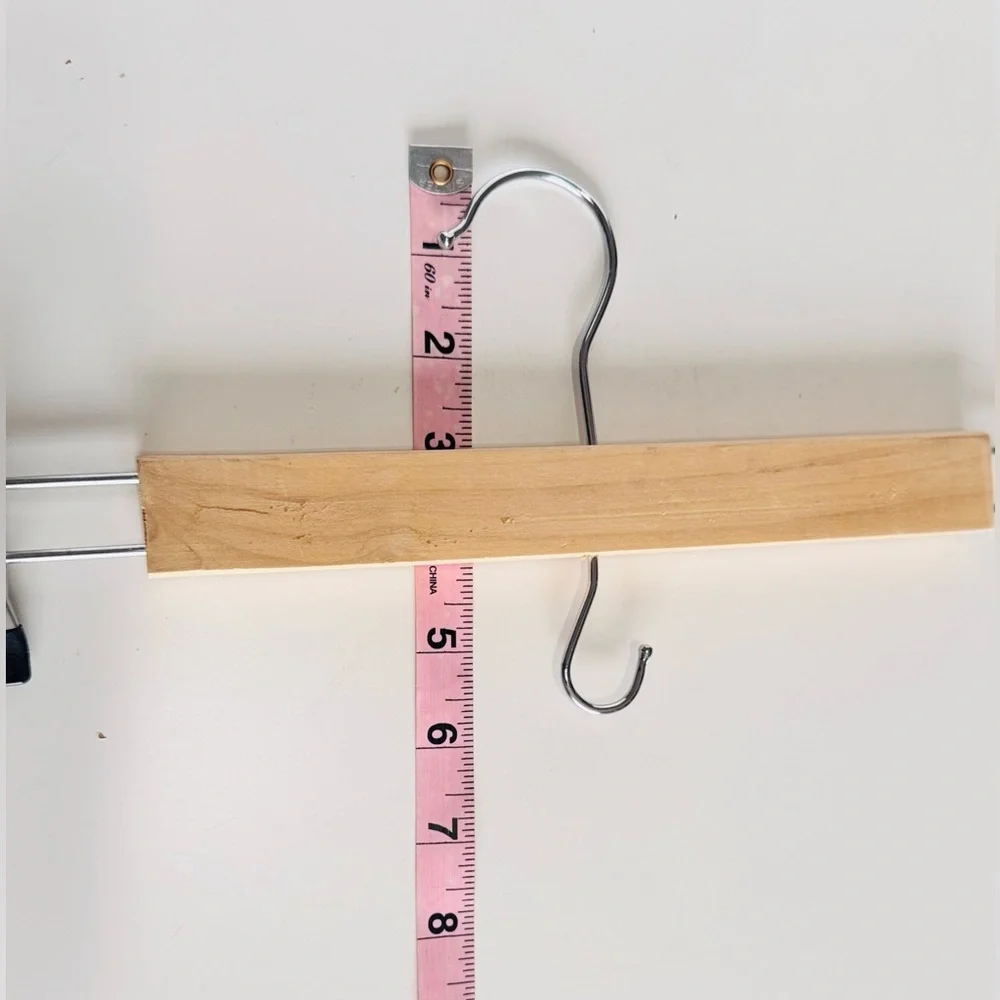 IKEA Tan Wood Pants Hanger w Metal Clips Clamps & Hook